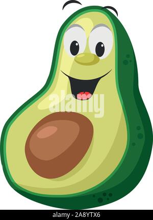 Früchte Zeichen Sammlung: Vector Illustration eines lustigen und lächelnd avocado Charakter. Stock Vektor