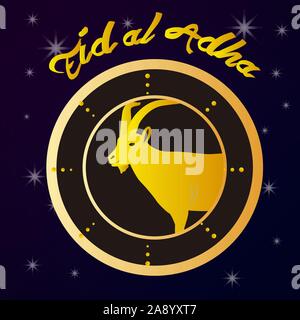 Eid Al Adha Plakat mit der Silhouette einer Ziege - Vector Illustration Stock Vektor