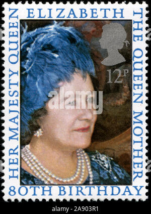 Poststempel Stempel aus dem Vereinigten Königreich von Großbritannien und Nordirland in der Königin Elizabeth, die Königinmutter Serie Stockfoto