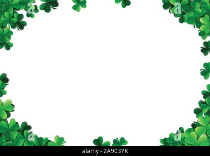 Saint Patricks Day Hintergrund mit gesprüht grünen Klee Blätter oder Shamrocks Stock Vektor