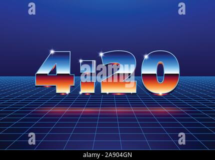 4:20 Zeichen mit Retro styled Chrom Ziffern Stock Vektor