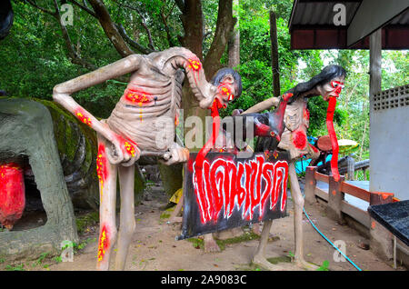 Die Bilder zeigen, was geschieht, um den Sündern in Wat Tham Sa Pan in Phangna Stadt Thailand Asien Stockfoto