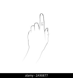 Finger drücken einer Taste. Linear Vector Illustration. Stock Vektor