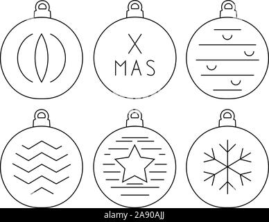 Weihnachten Kugeln. Monochrome abstrakt Dekoration Symbole für Weihnachten und das neue Jahr Karten. Dünne Symbole Stock Vektor