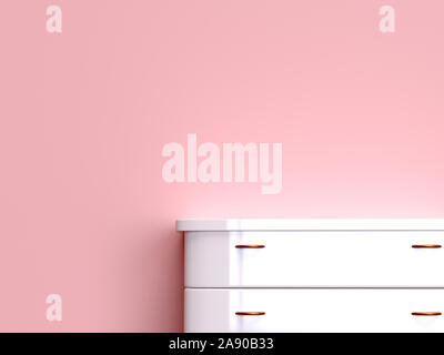 Kommode und Wand mit einem Platz für Ihre Informationen. 3D-Rendering Stockfoto