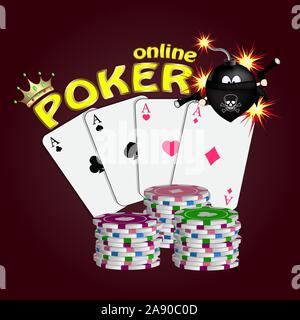 Online poker Poster. Vector Illustration. poker chips Vector Illustration. Stock Vektor