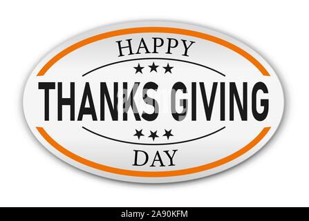 Happy Thanksgiving Typografie Schriftzug logo badge Poster. Feier Zitat auf strukturierten Hintergrund für Postkarte, Symbol, Logo, Emblem. Stock Vektor