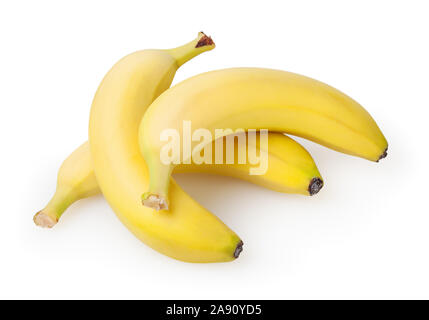 Bananen auf weißem Hintergrund mit Freistellungspfad isoliert Stockfoto