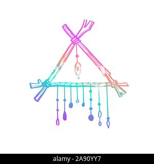 Magic indischen Dreamcatcher. Vektor Hand gezeichnet doodle Abbildung, Tattoo Skizze. Hexerei, schamanische Attribut Stock Vektor