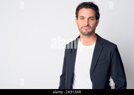 Portrait von betonte Spanischer Geschäftsmann auf der Suche wütend Stockfoto