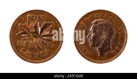 1 Cent Münze aus Kanada Stockfoto