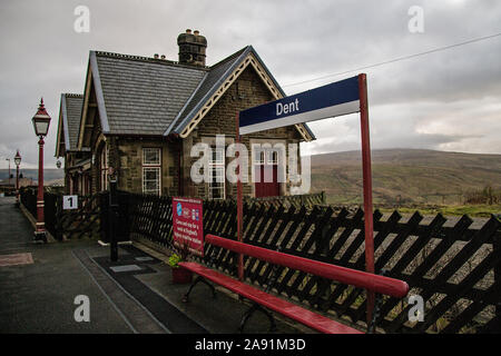 Dent Bahnhof, Cowgill, South Lakeland District von Cumbria, dem höchsten über dem Meeresspiegel in England bei 1150 Fuß Stockfoto