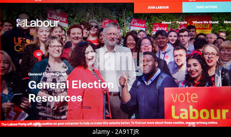 London, Großbritannien. 12 Nov, 2019. Ein Screenshot der Labour Partei Bundestagswahl 2019 Website. Credit: Dinendra Haria/SOPA Images/ZUMA Draht/Alamy leben Nachrichten Stockfoto