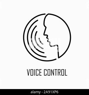 Voice Control Symbol Einfache falt Outline style Abbildung. Stock Vektor