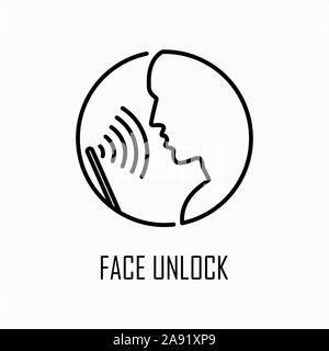 Gesicht entsperren Symbol einfache Flat Style outline Abbildung. Stock Vektor