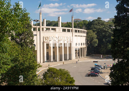 Pacaembu-stadion (Estadio Municipal Paulo Machado de Carvalho). Ort, an dem professionellen Fußball Spiele statt einer Stockfoto