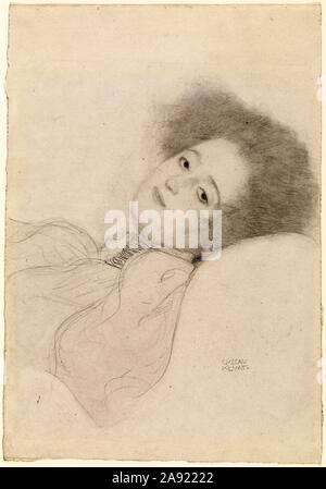 Gustav Klimt, Porträt einer jungen Frau liegend, Zeichnung, 1897-1898 Stockfoto