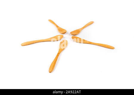 Fünf flachen Bambus Löffel Sternförmig Stockfoto