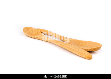 Zwei flachen Bambus Löffel in eine Form für die Anzeige Stockfoto