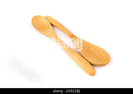 Zwei flachen Bambus Löffel in eine Form für die Anzeige Stockfoto