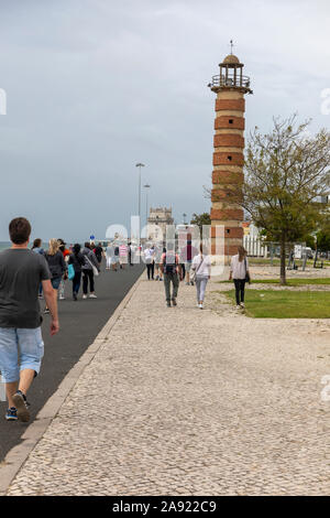 Farol de Belem - der alte Leuchtturm in Belem, Lissabon Stockfoto