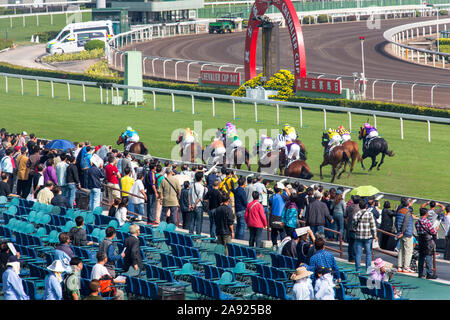 Racing Sha Tin Hong Kong Jockey Club, Sha Tin Pferderennbahn Stockfoto