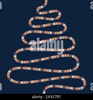 Vektor Karte mit abstrakter Weihnachtsbaum von Pixel auf dunklem Hintergrund. Stock Vektor