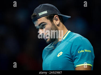 London, Großbritannien. 12 Nov, 2019. Matteo BERRETTINI (Italien) während der Tag 3 der Nitto ATP-Tennisturniers in London in der O2, London, England am 12. November 2019. Foto von Andy Rowland. Credit: PRiME Media Images/Alamy leben Nachrichten Stockfoto