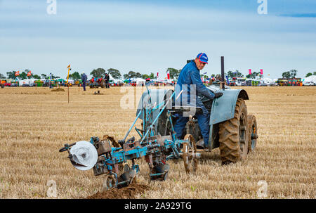 British National Pflügen Meisterschaften, Lincoln, Großbritannien - ein Vintage Traktor Pflügen Stockfoto