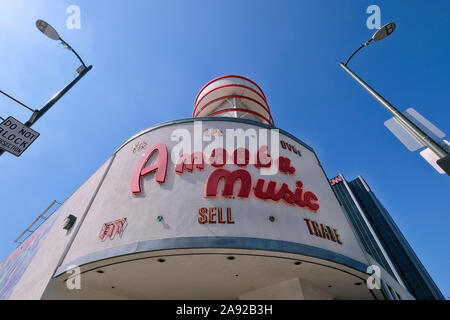 Amöbe Musik, Record store am Sunset Boulevard, Hollywood, Los Angeles, Kalifornien, USA Stockfoto