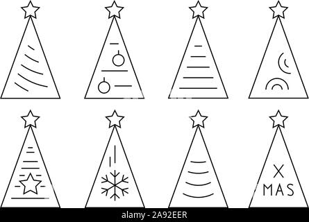 Weihnachtsbäume. Monochrome abstrakt Dekoration Symbole für Weihnachten und das neue Jahr Karten. Dünne Symbole Stock Vektor
