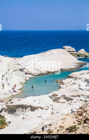 Sarakiniko Strand; Milos Insel, Kykladen, Griechenland Stockfoto