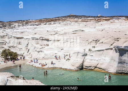 Sarakiniko Strand; Milos Insel, Kykladen, Griechenland Stockfoto