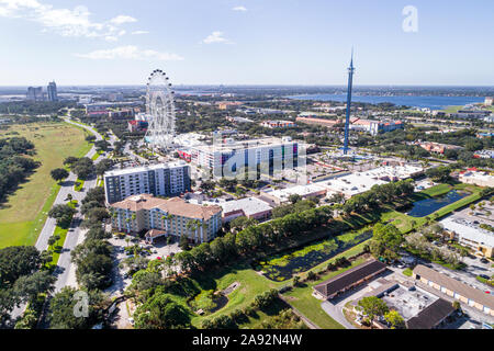 Orlando Florida, Universal Boulevard, The Wheel im ICON Park, Orlando Starflyer-Schaukel von oben, Stockfoto