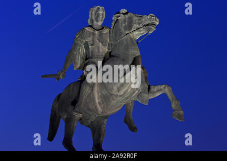 Denkmal für Alexander den Großen (356 v. Chr. - 323 v. Chr.) in Thessaloniki (Makedonien), Griechenland Stockfoto