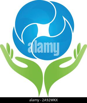 Hände, Wasser, Wassertropfen, Wellness, logo Stock Vektor