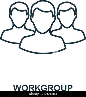 Arbeitsgruppe Symbol Umrisse Stil. Dünne Linie kreative Arbeitsgruppe Symbol für Logo, Grafik Design und mehr Stock Vektor
