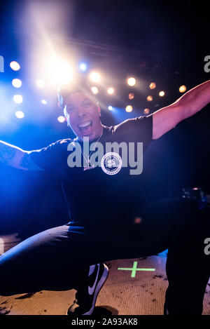 Kopenhagen, Dänemark. 07 th, November 2019. Der amerikanische Rapper und Lyriker Demrick führt ein Live Konzert in Pumpehuset in Kopenhagen. (Foto: Gonzales Foto - Joe Miller). Stockfoto