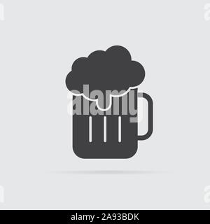 Bier Symbol im flachen Stil auf grauem Hintergrund. Für ihr Design, Logo. Vector Illustration. Stock Vektor