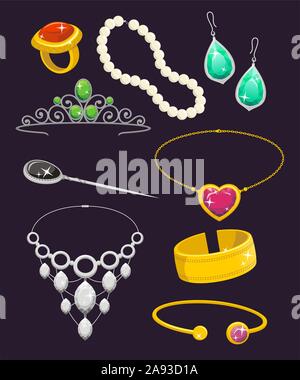 Schmuck Set Vector Illustration Cartoon. Stock Vektor