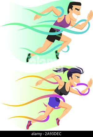 Ein Mann und eine Frau runner Stock Vektor