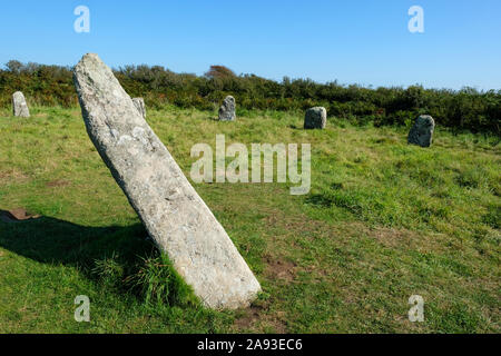 Den alten Steinkreis, Boscawen-Un in der Nähe von St. Austell, West Cornwall, UK - Johannes Gollop Stockfoto