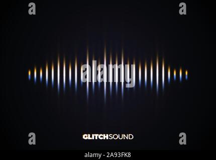 Audio- oder Schallwelle mit Musik Band Gipfeln und Farbe glitch Wirkung Stock Vektor