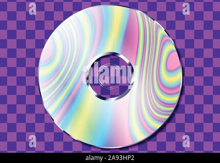 CD mit holographischen Farbe Wellen für vaporwave Poster Stock Vektor