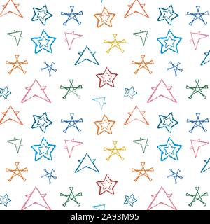 Nahtlose Muster Sterne auf weißem Hintergrund. Stock Vektor