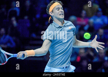 November 12, 2019, Londra, Italien: Dominic Thiem, aut, während Nitto ATP-Finale - Novak Ã" Âokovic Vs Dominic Thiem, Tennis Internationals in Londra, Italien, 12. November 2019 - LPS/Roberto Zanettin (Credit Bild: © Roberto Zanettin/LPS über ZUMA Draht) Stockfoto