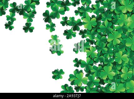 Saint Patricks Day Hintergrund mit gesprüht grünen Klee Blätter oder Shamrocks Stock Vektor