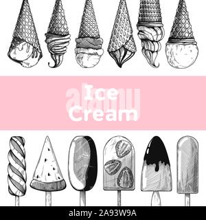 Muster mit Eis. Realistische Eis. Vector Illustration in Skizze Stil. Stock Vektor