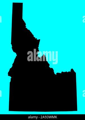 Karte Silhouette des US-Bundesstaates Idaho Vector Illustration. Eps 10. Stock Vektor