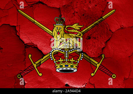 Flagge der Britischen Armee bemalt auf Risse an der Wand Stockfoto